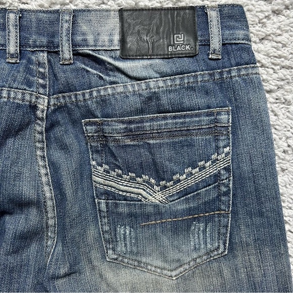 Buckle Black Jeans Mens 32 x 32 Low Rise Slim Straight Distressed Holes Street - Picture 4 of 5